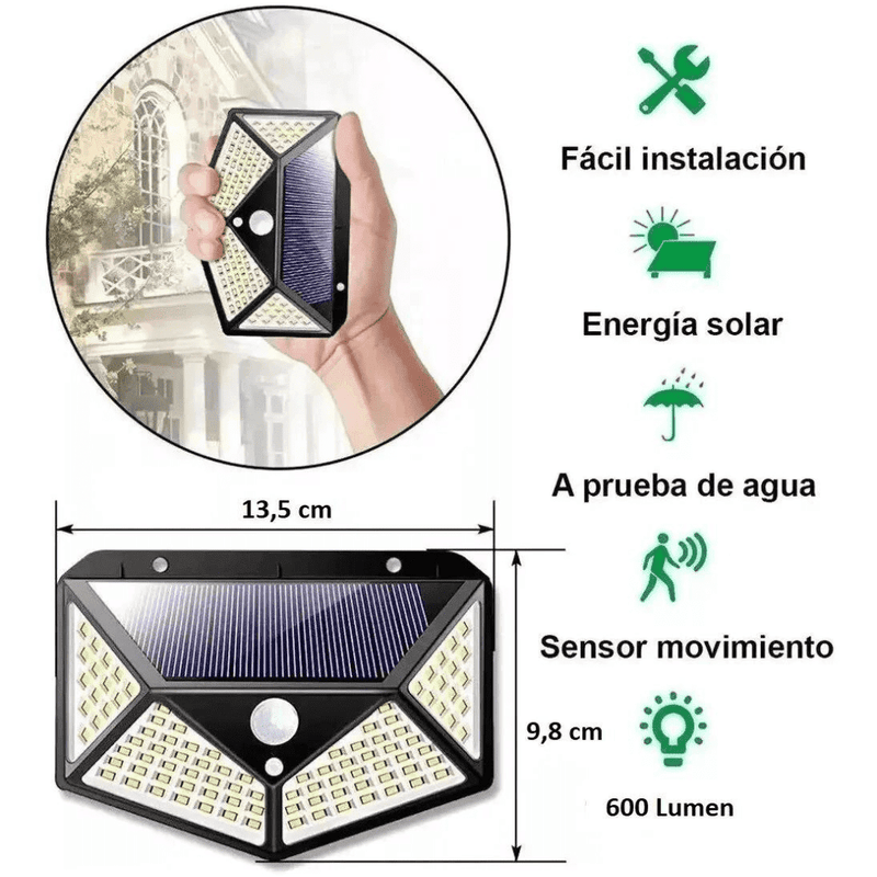 Luz Solar LED para Exteriores con Sensor de Movimiento